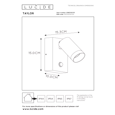 Kinkiet TAYLOR 09831/01/31 Lucide IP44